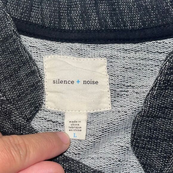 Silence + Noise Heathered Charcoal Grey Moto Style Bomber Jacket - Size Large - Picture 3 of 8